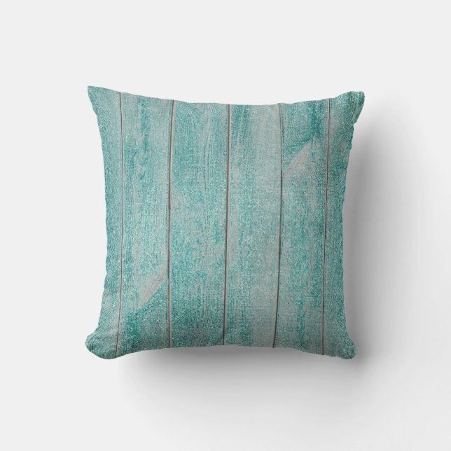 Teal Tiffany Aqua Glam Metallic Wood Home Kudde (Framsida)