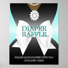 Teal Tiffany Baby Shower Diaper Raffle Sign Poster