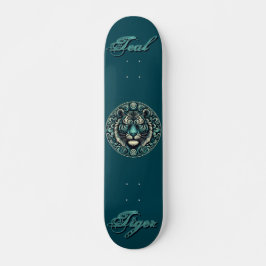Teal Tiger Circle Mini Skateboard Bräda 18,5 Cm