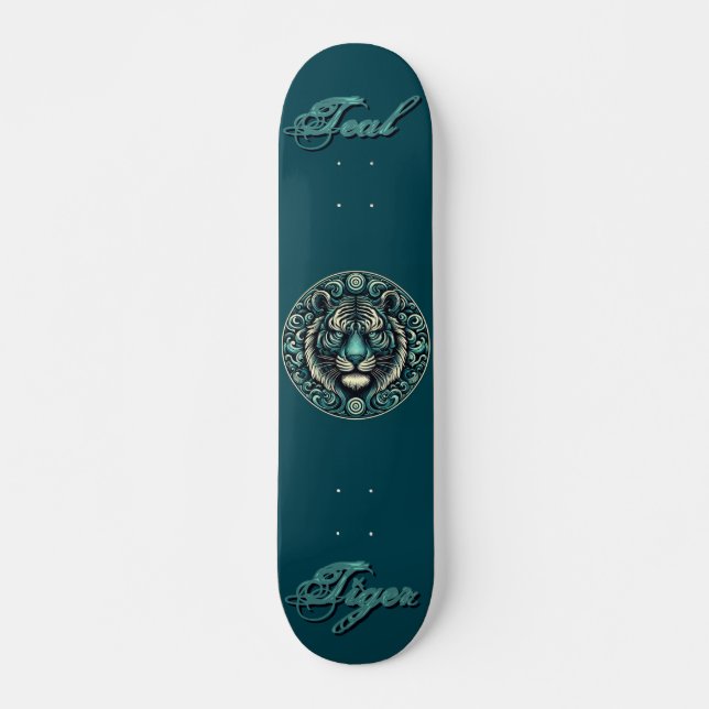 Teal Tiger Circle Mini Skateboard Bräda 18,5 Cm (Framsida)