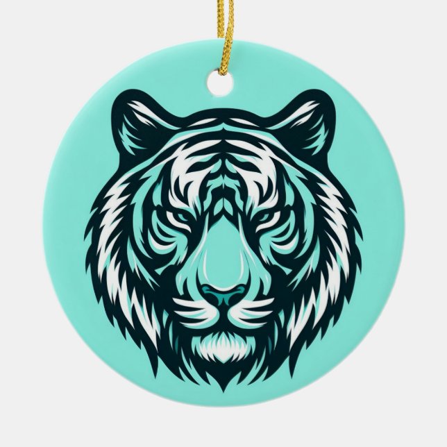 Teal Tiger Julgransprydnad Keramik (Framsidan)