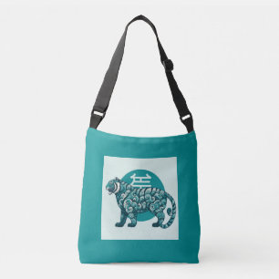 Teal Tiger Tote Axelväska