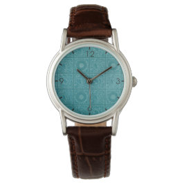 Teal Tile Mönster (av William Morris) Armbandsur