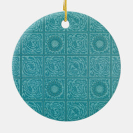 Teal Tile Mönster (av William Morris) Julgransprydnad Keramik