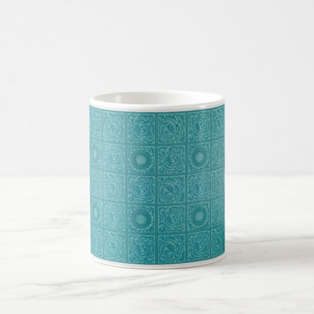 Teal Tile Mönster (av William Morris) Kaffemugg (Center)