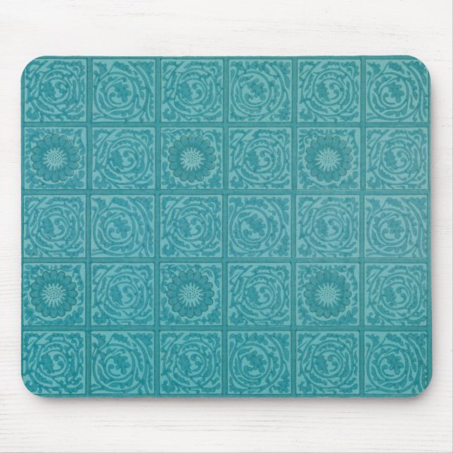Teal Tile Mönster (av William Morris) Musmatta (Framsidan)