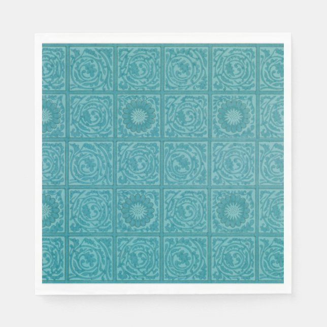 Teal Tile Mönster (av William Morris) Pappersservett (Framsidan)