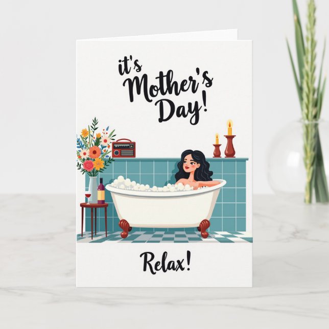 Teal Tile Relaxing Bath Card Kort (Framsida)