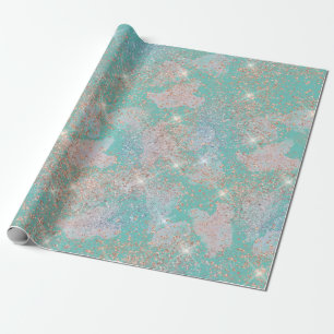Teal Tillfällen Splatter Glitter Struktur utseende Presentpapper