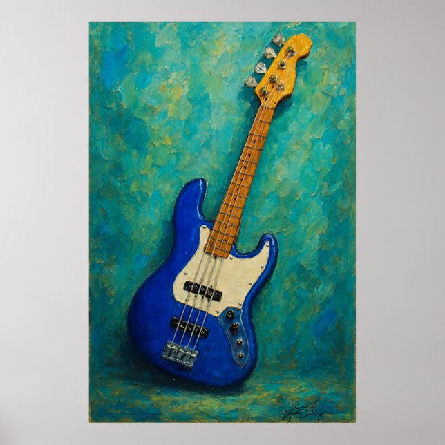 Teal Tones Bass - Abstract Electric Guitar Poster (Framsidan)