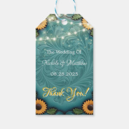 Teal Tooled Leather Solros Bröllop Tack Presentetikett