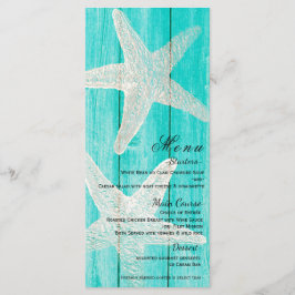 Teal trä & sjöstjärna Elegant strandmeny Kort