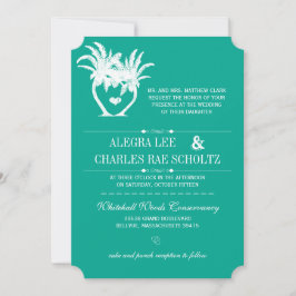 Teal Träd Destinationskartong för Beach Teal Handf Inbjudningar