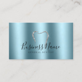 Teal Treasure Sparkly Silver Tooth Dentist Visitkort