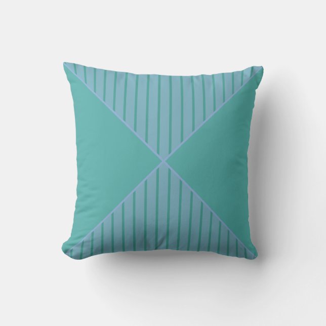 Teal triangles och blue rand kudde (Framsida)