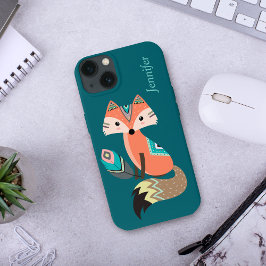 Teal Tribal Fox med ludd