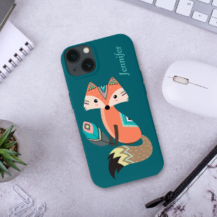 Teal Tribal Fox med ludd