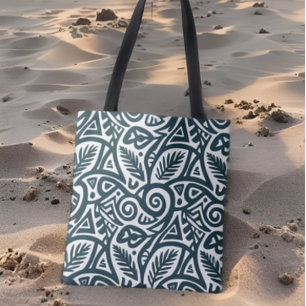 Teal Tribal Inspired Abstrakt Mönster Tygkasse