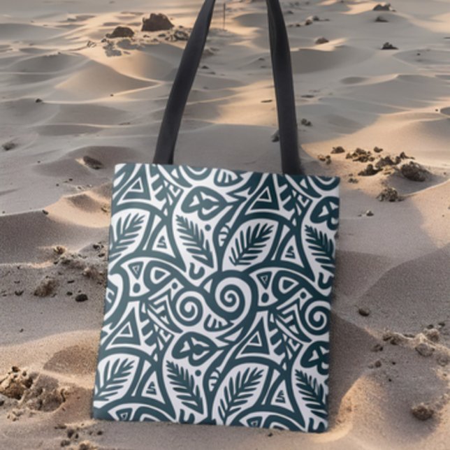 Teal Tribal Inspired Abstrakt Mönster Tygkasse (Skapare uppladdad)