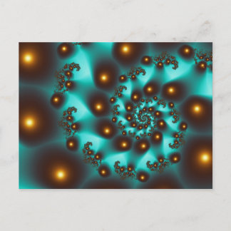 Teal Trippy Abstrakt Fine Art Fractal Vykort