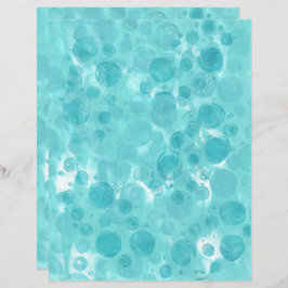 Teal Turcoise Bubbles on White Scrapbook Papper
