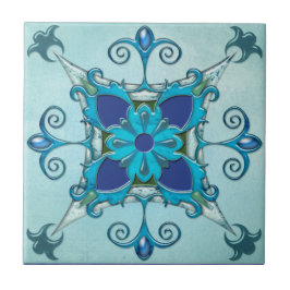 Teal Turcoise Mediterranean Design Tile Kakelplatta