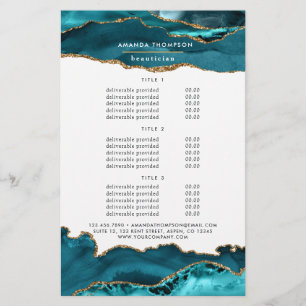 Teal - Turcoise och Guld Agate Stone Services Flygblad