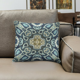 Teal Turcoise Seafoam Grönt Hip Bohemian Bali Art Kudde