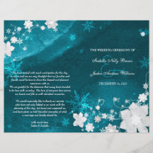 Teal Turcoise Winter Wedding Bi Fold Program