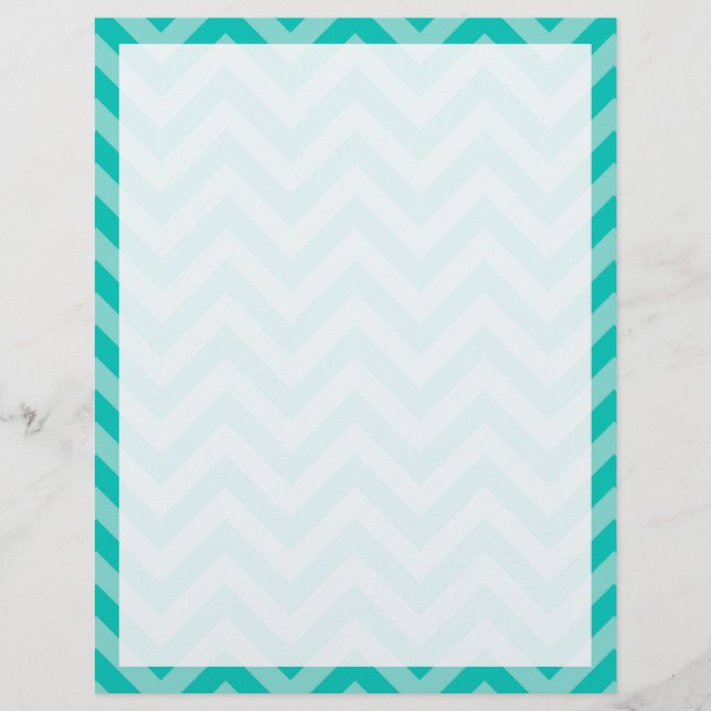 Teal Turcos Aqua Large Chevron ZigZag Mönster (Framsida)