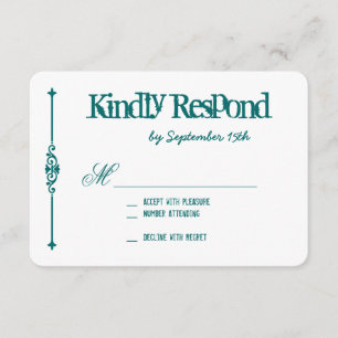Teal Turcos Aqua Typography Bröllops OSA Cards Kort