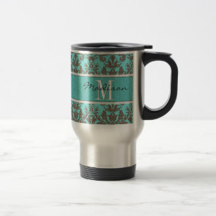 Teal Turcos blue & Brown Damask, Personlig Resemugg