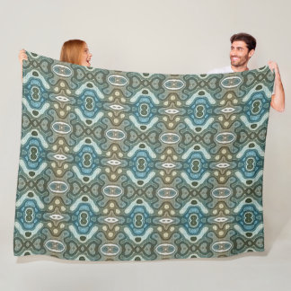 Teal Turcos Blue Grått Brown Hip Bohemian Art Fleecefilt