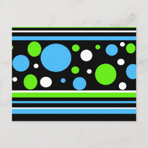 Teal Turcos Blue Lime Green Rand Polka dots Vykort