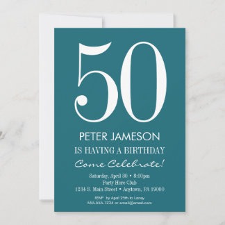 Teal Turcos Modern Vuxen Birthday-inbjudan Inbjudningar