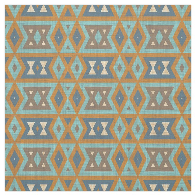 Teal Turcos Orange Brown Eclectic Ethnic look Tyg (Provkarta)