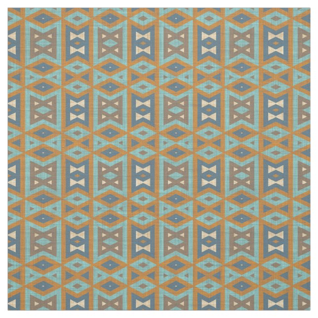Teal Turcos Orange Brown Eclectic Ethnic look Tyg (Provkarta)