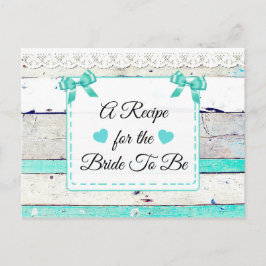 Teal Turcos Rustic Wood Recipe Card Vykort