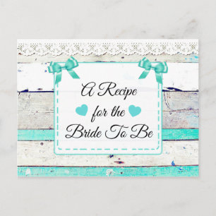 Teal Turcos Rustic Wood Recipe Card Vykort