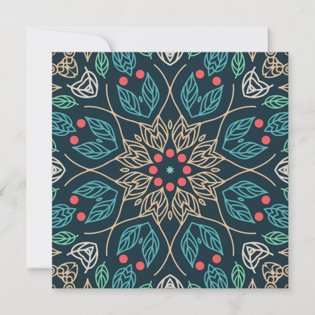 Teal Turcos Teal Fern Designer Square Note Card Julkort (Framsida)