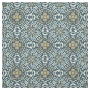 Teal Turcouise Seafoam Grönt Bali Batik Mönster Tyg
