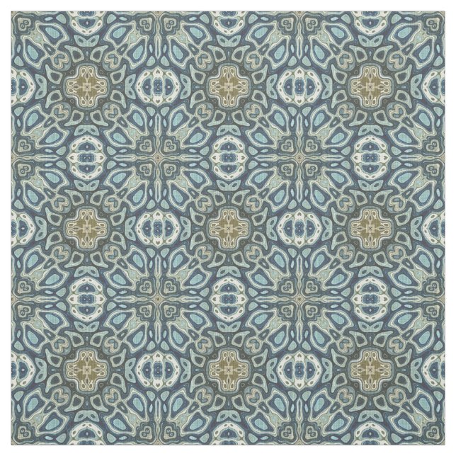 Teal Turcouise Seafoam Grönt Bali Batik Mönster Tyg (Provkarta)