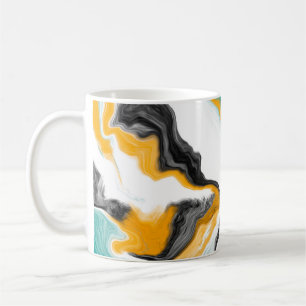 Teal, turkos, Guld, vit marmor, fluid Art Kaffemugg