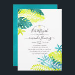 Teal - turkos - Lemon Tropical Bat mitzvah Inbjudningar<br><div class="desc">Teal och Lemon (Turkos och gult) vattenfärg tropisk faux foliage bat mitzvah inbjudan med elegant handskriftstypografi.</div>