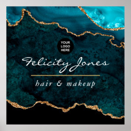 Teal - turkos och Guld Agate Business Poster