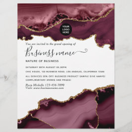 Teal - turkos och Guld Agate Grand Open Flye Reklamblad