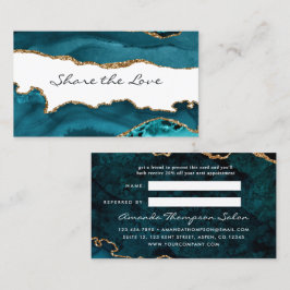 Teal - turkos och Guld Agate-referenskort Rabattkort