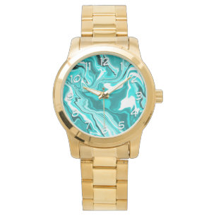 Teal, turkos och vit marmor armbandsur