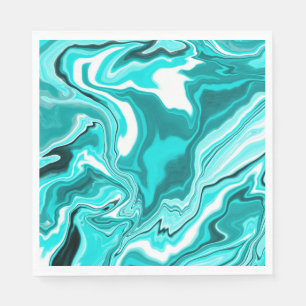 Teal, turkos och vit marmor pappersservett
