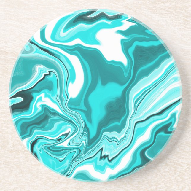 Teal, turkos och vit marmor underlägg (Framsidan)